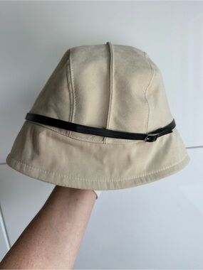 Heaslip Structured Cloche Hat Khaki Black Belt OS NWT